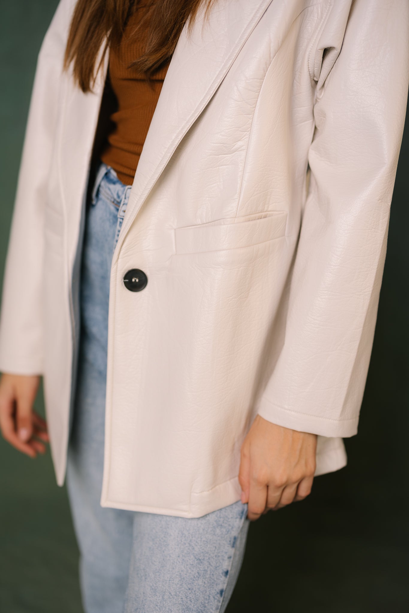 Tailored Leather Blazer - Offwhite