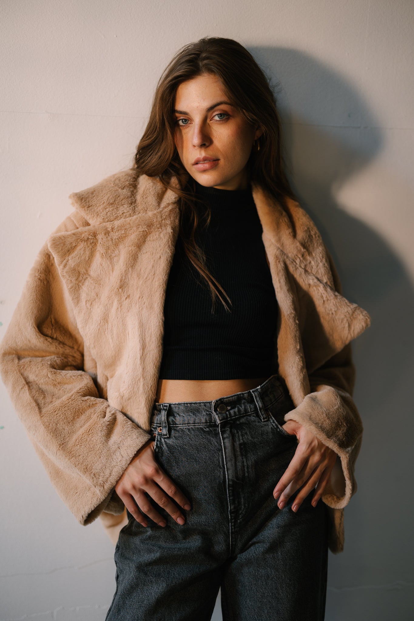 Faux Fur Jacket - Camel