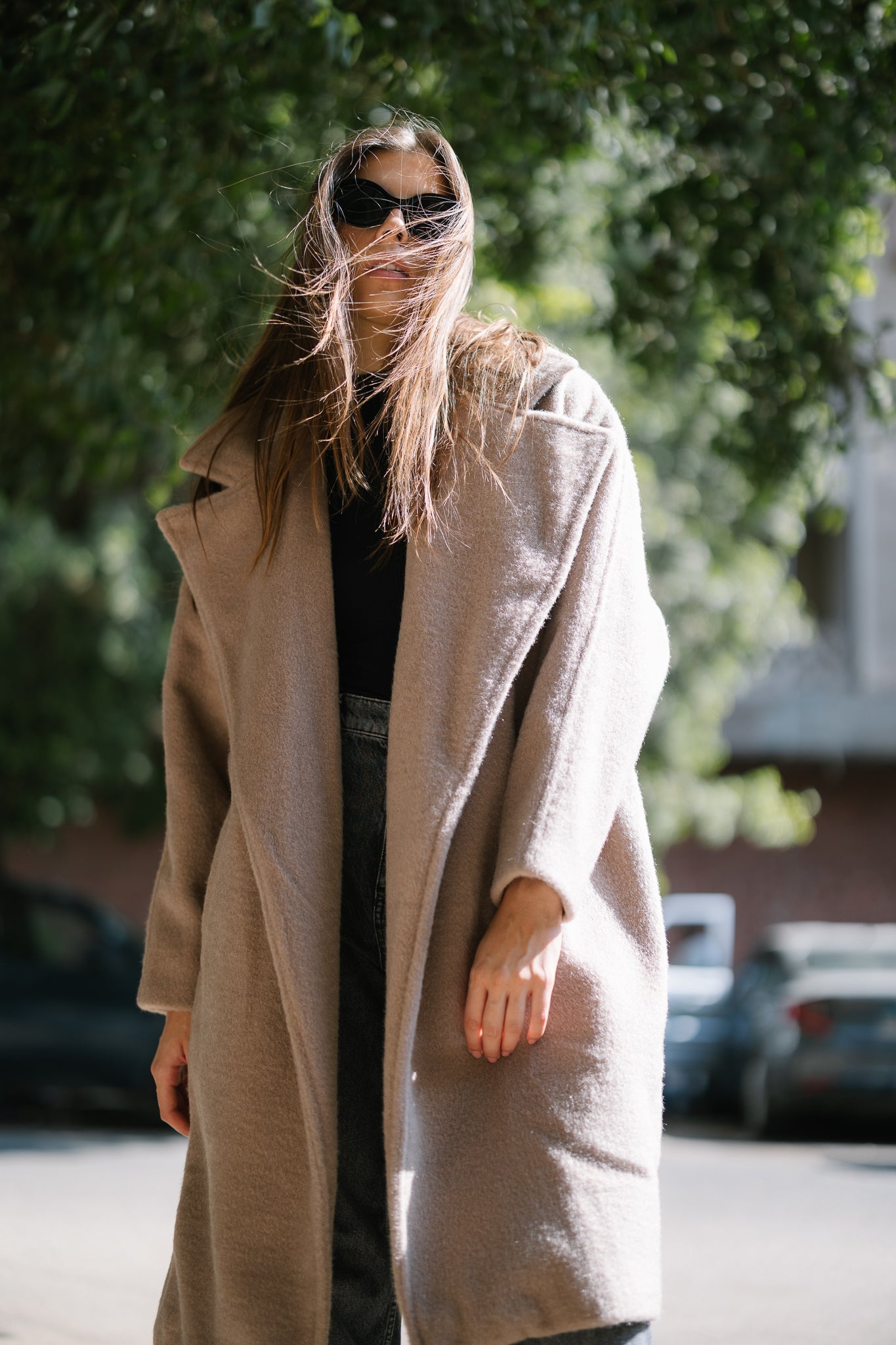 Relaxed Soft-Brushed Coat - Beige