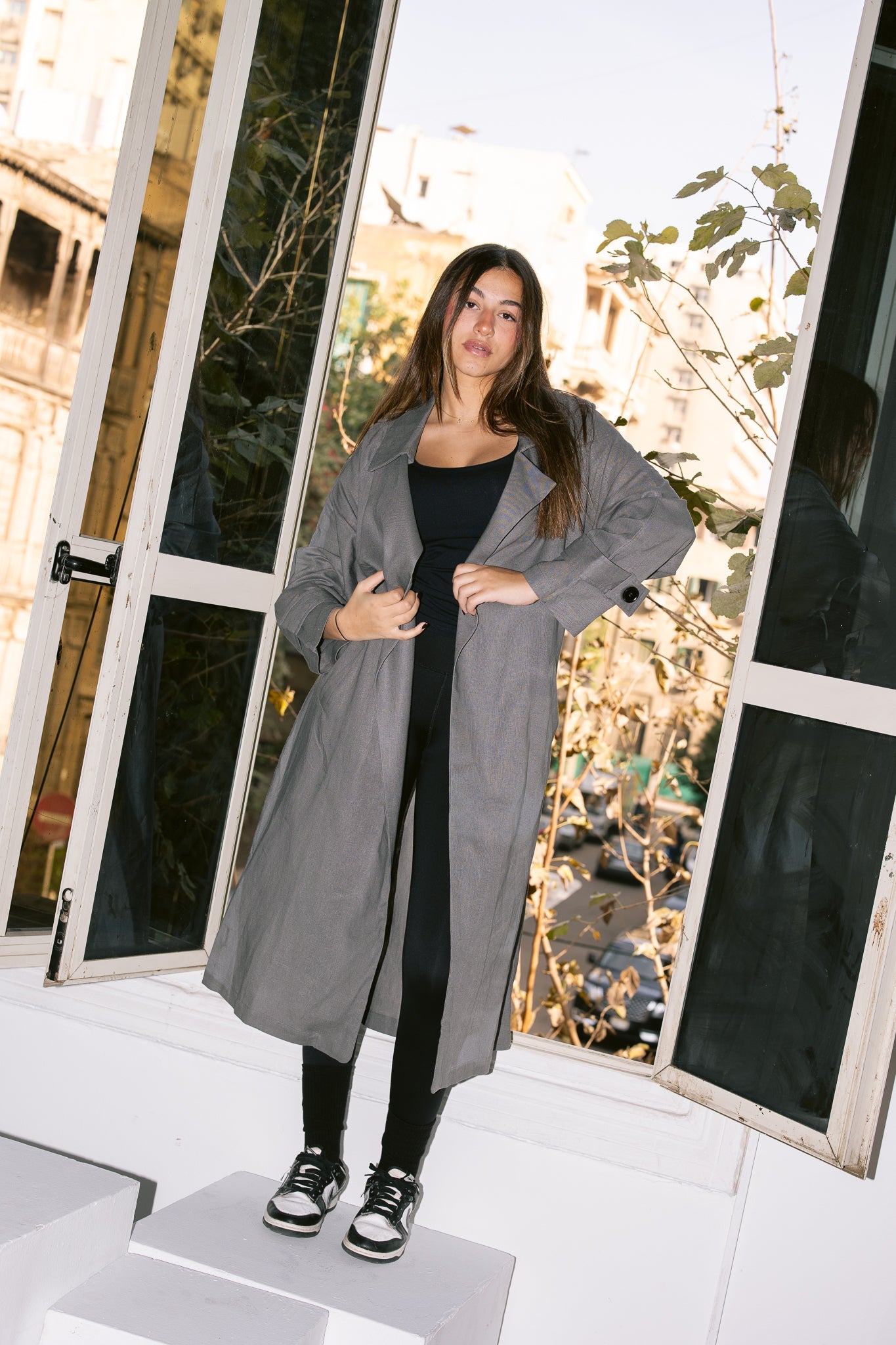 Linen Trench - Dark Grey