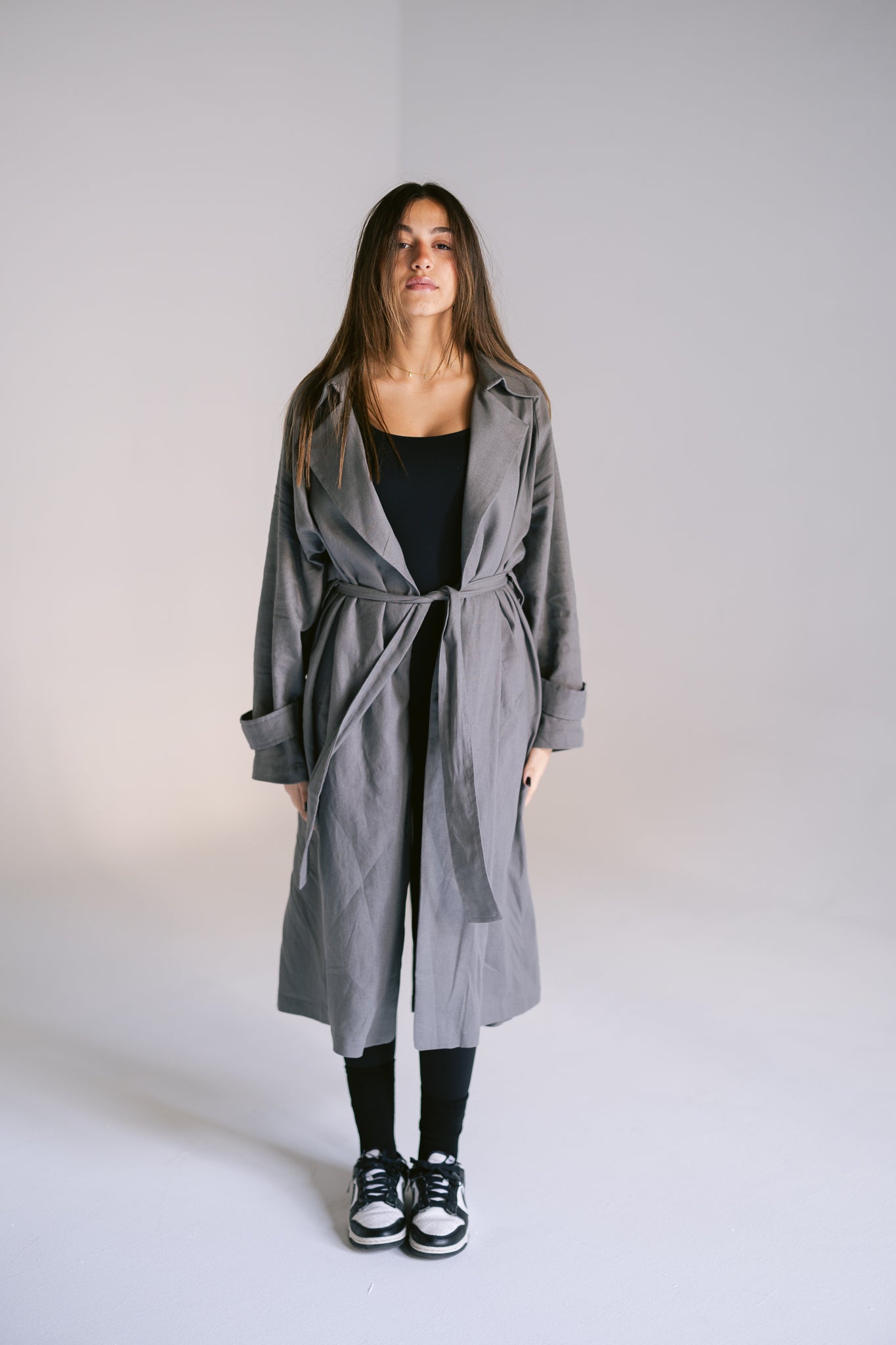 Linen Trench - Dark Grey