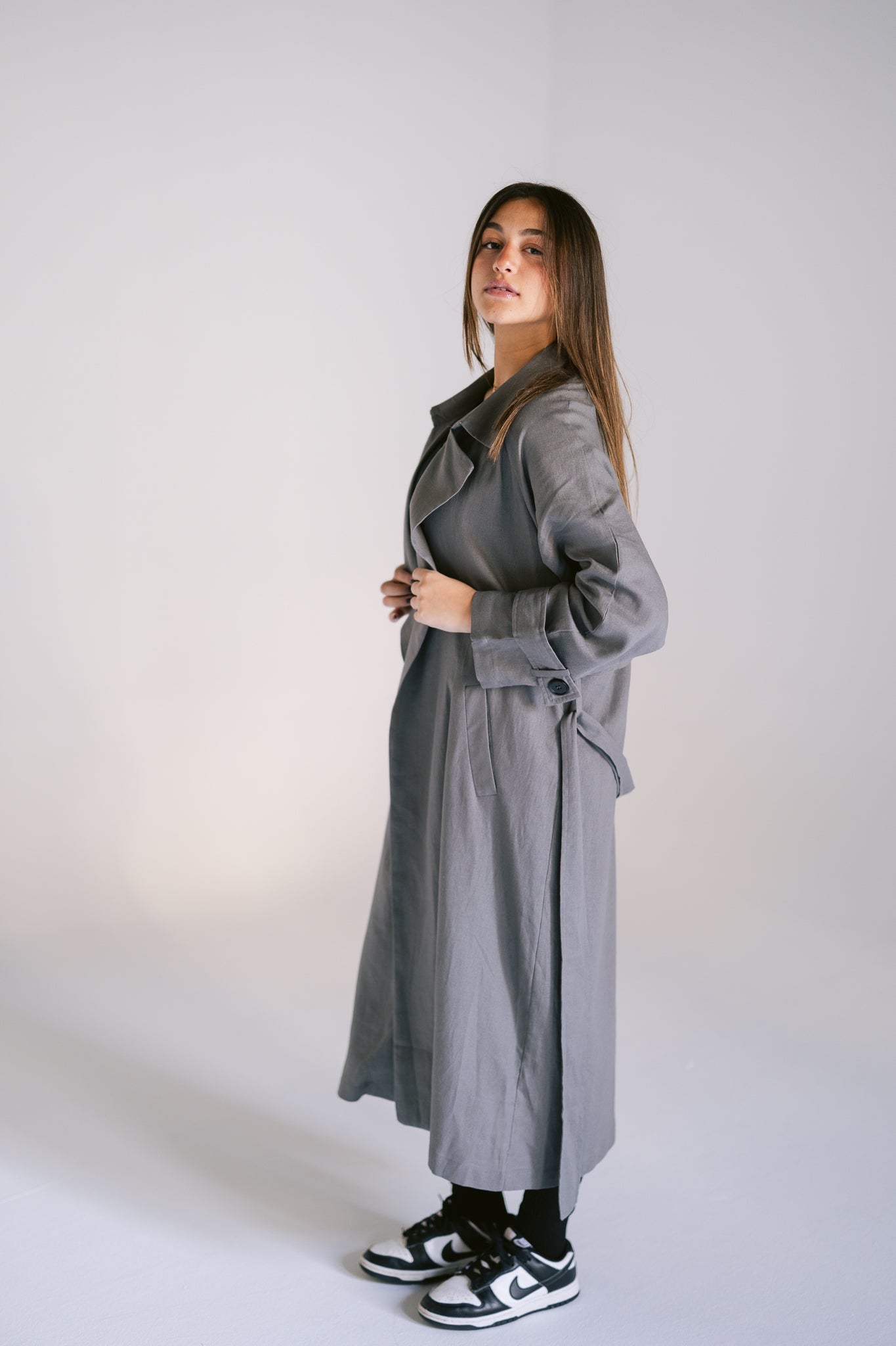 Linen Trench - Dark Grey