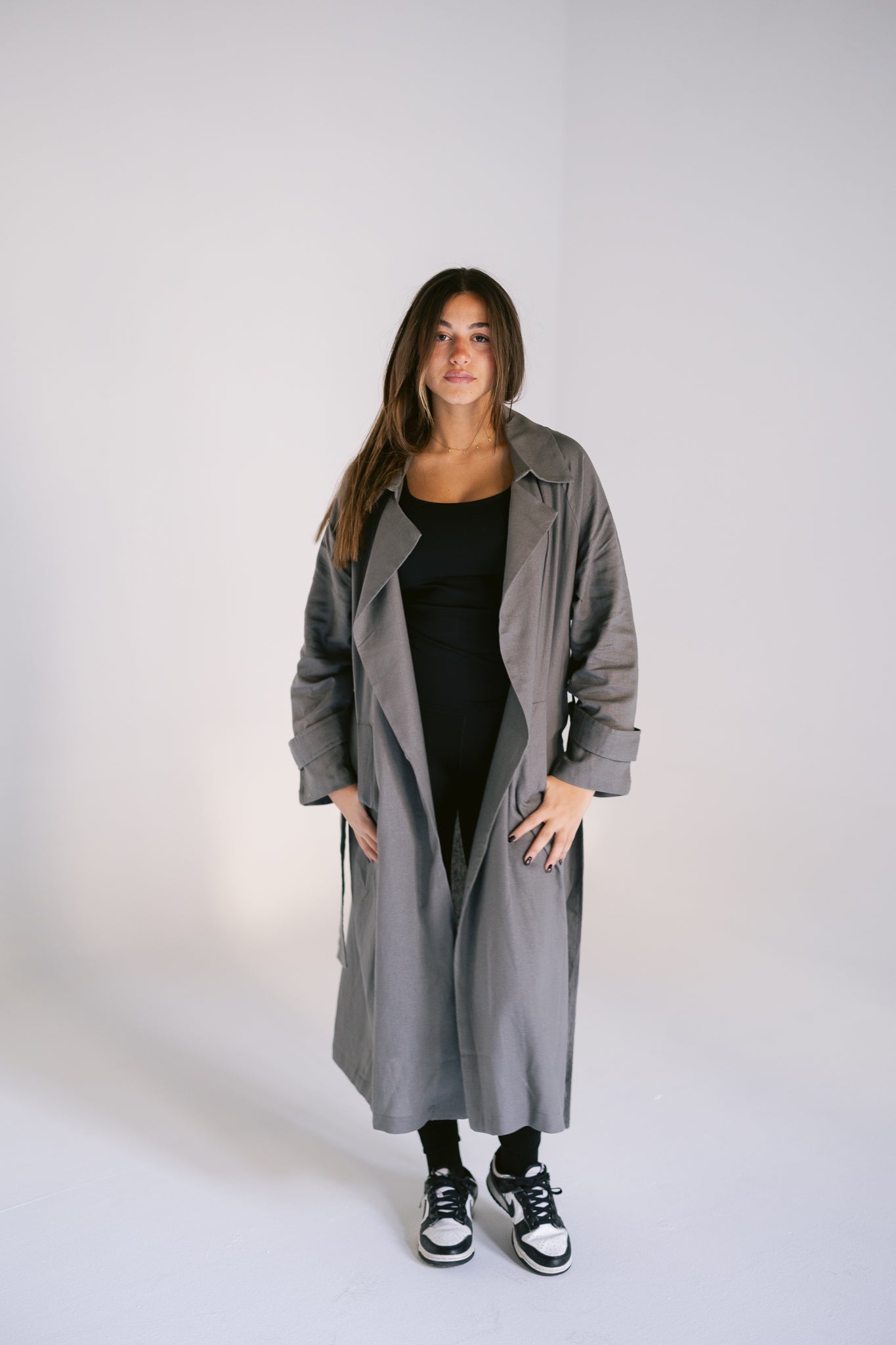 Linen Trench - Dark Grey